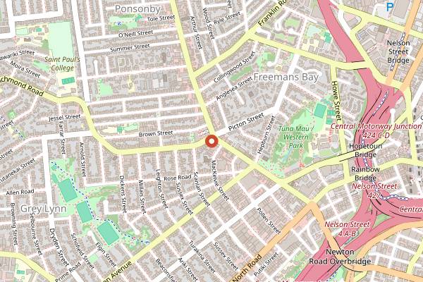 Map showing Hoppers Garden Bar in Auckland