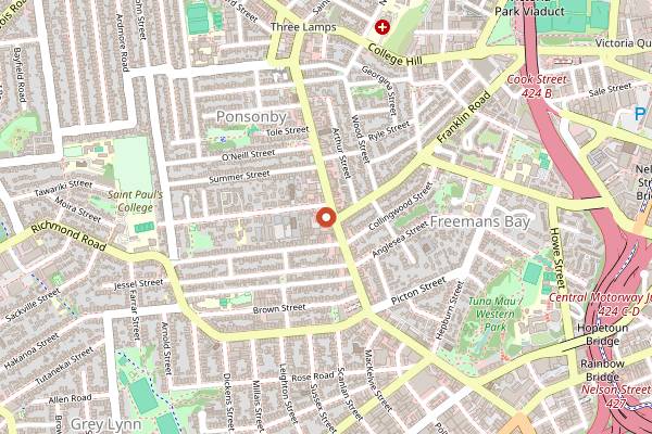 Map showing Atomic The Rocket Store in Auckland