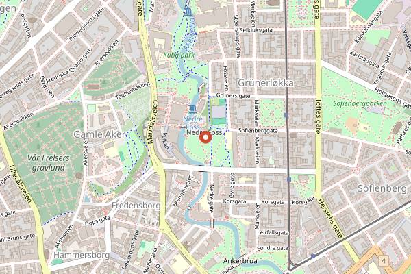 Map showing Nedre Foss Gård Bryggeri in Oslo