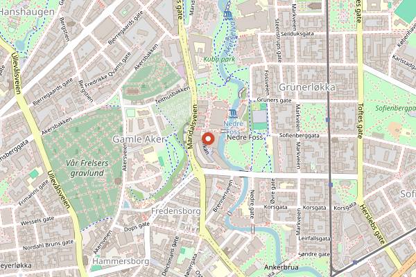 Map showing Vulkanfisk Sjomathallen in Oslo