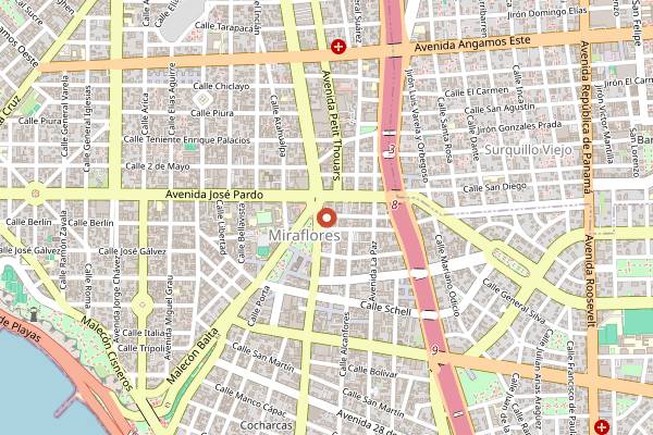 Map showing BarBarian Miraflores in Lima