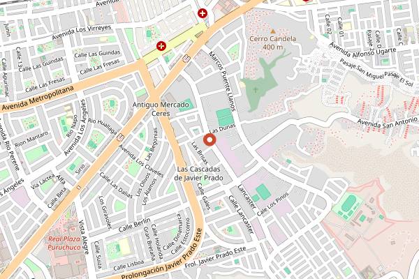 Map showing Cumbres Cerveceria in Lima