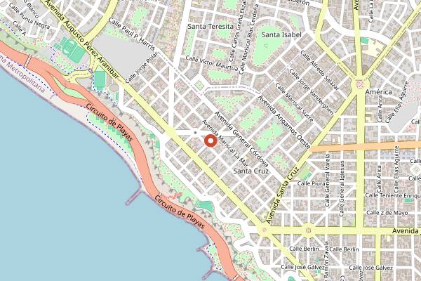 Map showing Grimanesa Vargas Anticuchos in Lima
