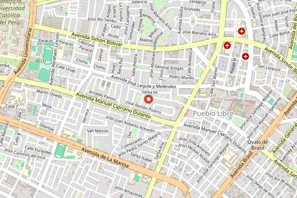 Map showing El Bolivariano in Lima