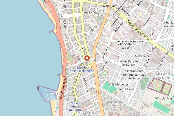 Map showing Barranco's Ultimate Food Tour in Lima