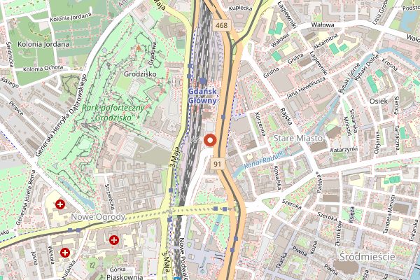 Map showing Browar PG4 in Gdańsk