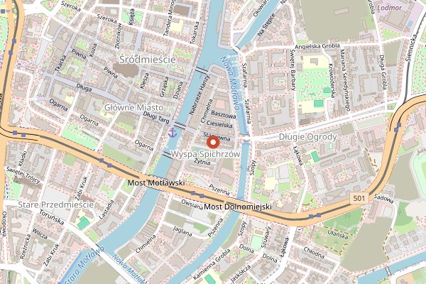 Map showing Bar Mleczny Stągiewna in Gdańsk