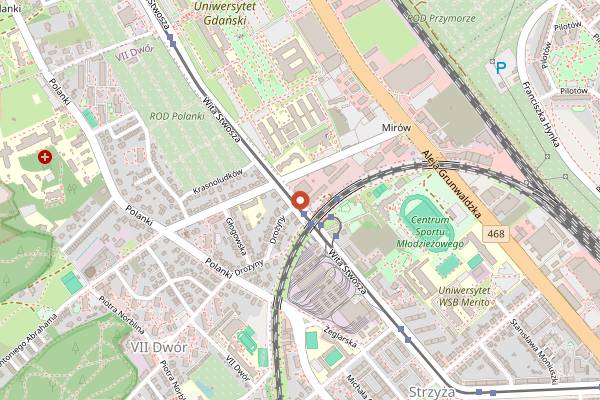 Map showing Zajezdnia Pizza in Gdańsk