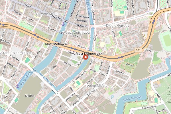 Map showing Kawana Łąkowa in Gdańsk