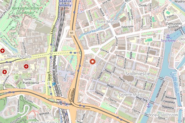Map showing Gdańsk Christmas Market (Jarmark Bożonarodzeniowy) in Gdańsk