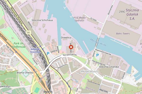 Map showing B90 in Gdańsk