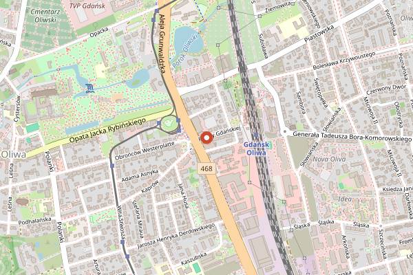 Map showing Bistro Oliwa in Gdańsk