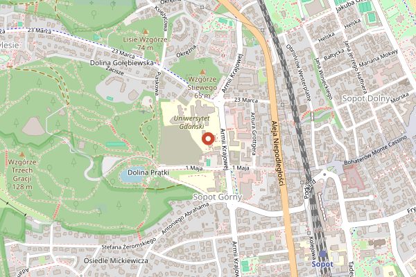 Map showing Vinissimo Restaurant and Wine Bar in Gdańsk
