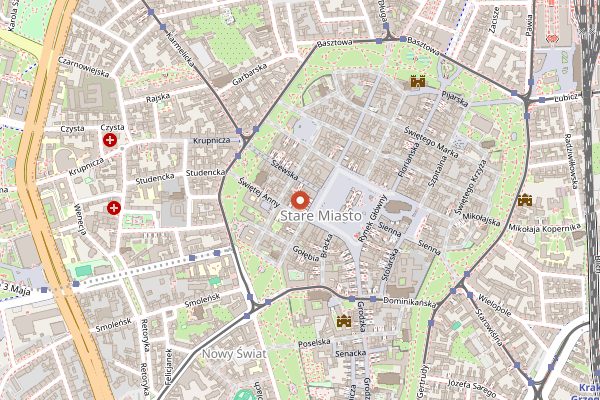 Map showing Harris Piano Jazz Bar in Kraków