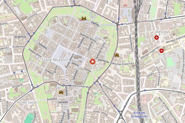 Map showing Wódka Cafe Bar in Kraków