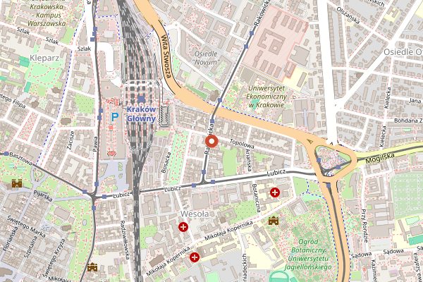 Map showing Wesoła Cafe in Kraków