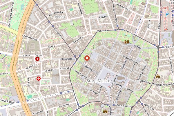 Map showing Bunkier Cafe in Kraków