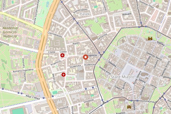Map showing Karma in Kraków