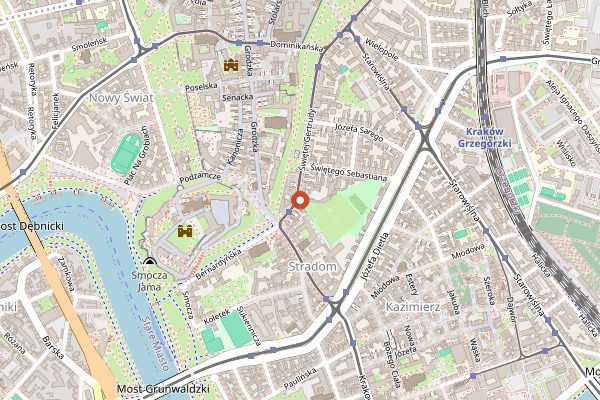 Map showing Pod Baranem in Kraków