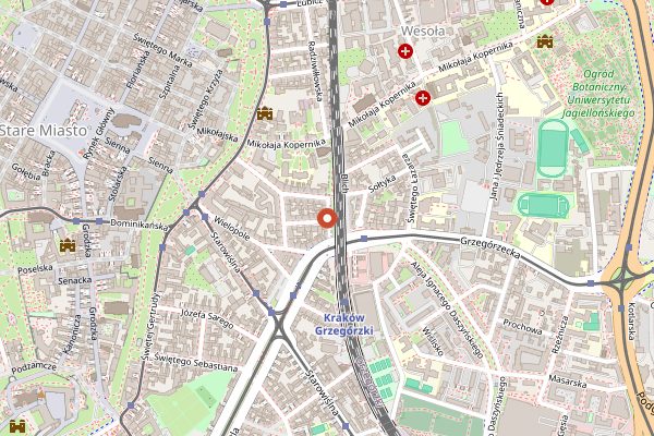 Map showing Przystanek Pierogarnia in Kraków