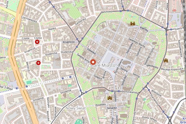 Map showing Chimera in Kraków