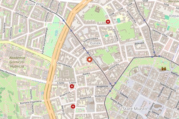 Map showing Veganic in Kraków
