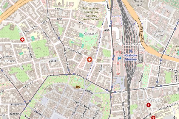Map showing Filipa 18 in Kraków