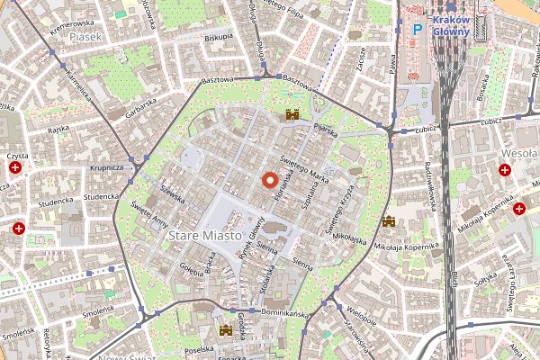 Map showing Pod Różą in Kraków