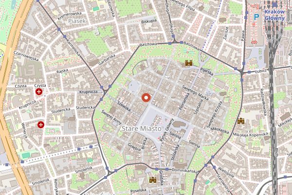 Map showing Trzy Rybki in Kraków