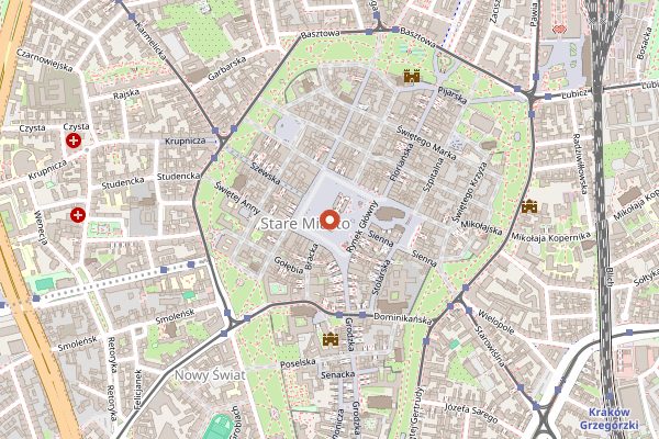 Map showing Rynek Główny Christmas Market in Kraków