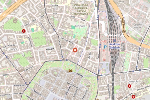 Map showing Stary Kleparz in Kraków