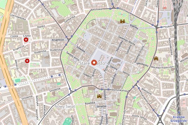 Map showing Sukiennice (Cloth Hall) in Kraków