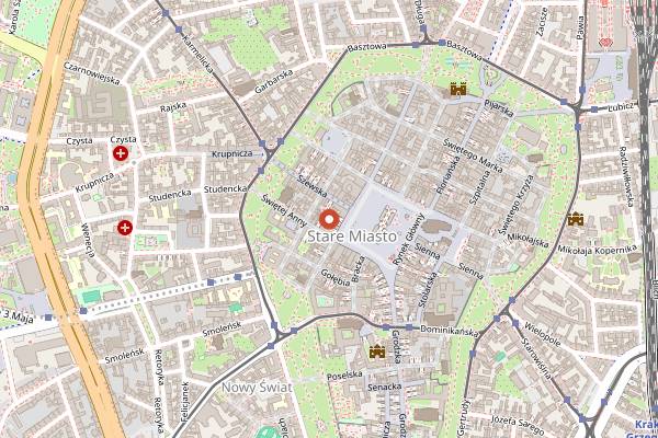 Map showing Harris Piano Jazz Bar in Kraków