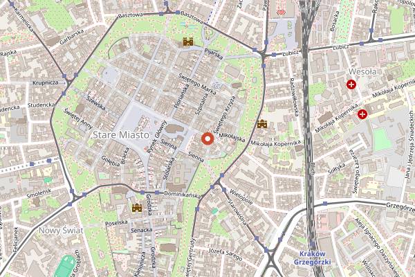 Map showing Wódka Cafe Bar in Kraków
