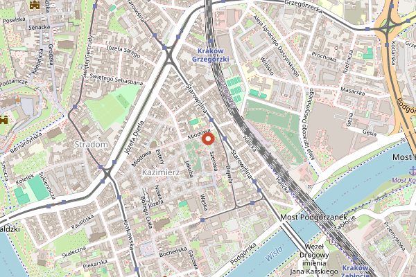 Map showing Miodova in Kraków