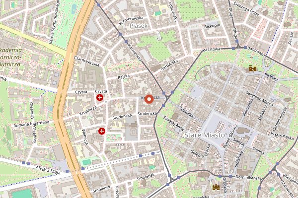 Map showing Pod Norenami in Kraków