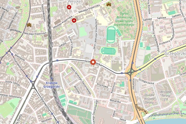 Map showing Kiełbaski z Niebieskiej Nyski (Blue Van) in Kraków