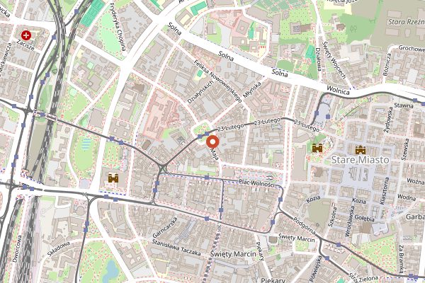 Map showing Bar Mleczny Pod Arkadami in Poznań