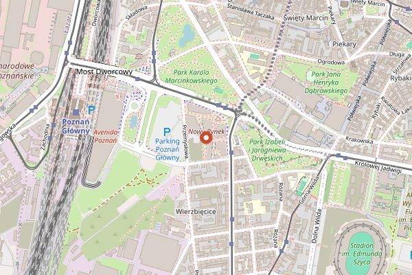 Map showing Akademia Gotowania The Best Food in Poznań