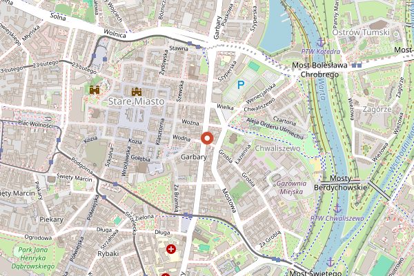 Map showing Miłość Kuchnia Roślinna in Poznań