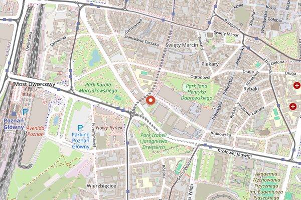 Map showing St. Martin's Day (Imieniny Ulicy Świętego Marcina) in Poznań