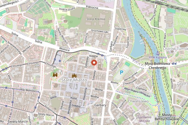 Map showing Piwna Stopa in Poznań