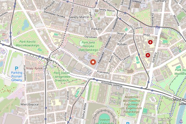Map showing Food Hall Stary Browar in Poznań