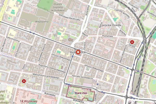 Map showing Rynek Jeżycki in Poznań