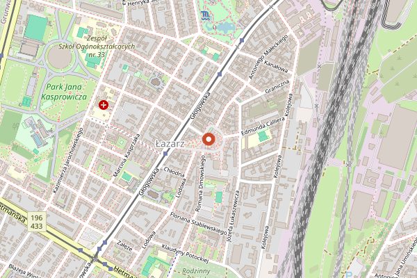 Map showing Rynek Łazarski in Poznań