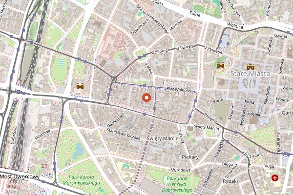 Map showing Blue Note Jazz Club in Poznań
