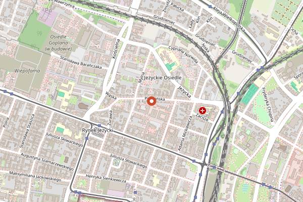 Map showing Klub Dark Angels in Poznań