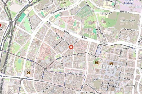 Map showing Pies Andaluzyjski Listening Room in Poznań