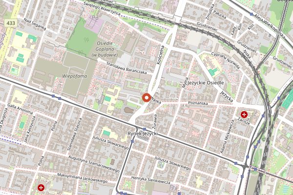Map showing Bufet Truck Zapiekanki (Zapieksy) in Poznań