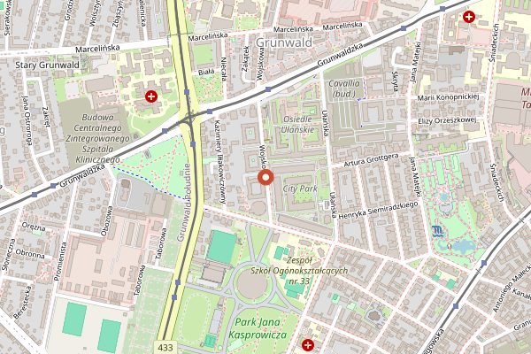 Map showing Mielżyński in Poznań